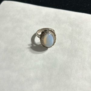 Rainbow moonstone ring in silver